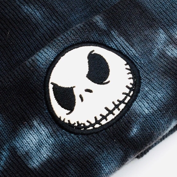 Disney Parks Jack Skellington Beanie Black Tie-Dye￼ Knitted Hat￼ - NEW - Picture 3 of 4